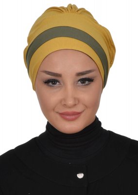 Elsa - Turbante De Algodón Mostaza & Caqui