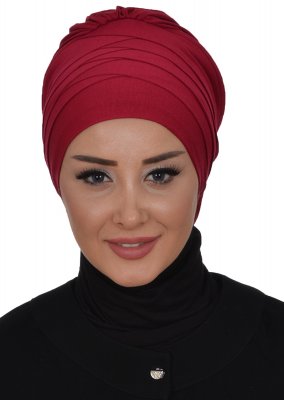 Monica - Turbante De Algodón Burdeos - Ayse Turban