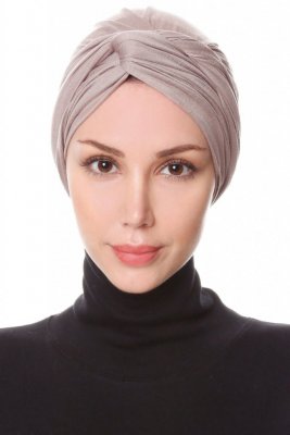 Belinay Mörk Taupe Turban Hijab Ecardin 201809a