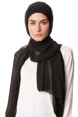 Derya - Hijab Práctico Chiffon Negro