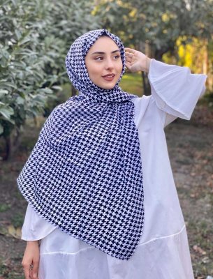 Soheila - Hijab De Algodón Estampado Negro & Blanco