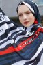 Emel - Hijab Estampado Azul Marino & Rojo - Sal Evi