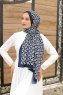 Hijab Twill Con Estampado De Azul Marino - Sal Evi