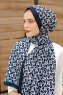 Hijab Twill Con Estampado De Azul Marino - Sal Evi