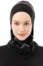 Ekose Plain - Hijab Al Amira One-Piece Negro & Gris Claro