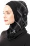 Ekose Plain - Hijab Al Amira One-Piece Negro & Gris Claro