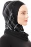 Ekose Plain - Hijab Al Amira One-Piece Negro & Gris Claro