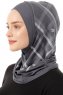 Ekose Plain - Hijab Al Amira One-Piece Gris Oscuro