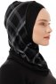 Ekose Cross - Hijab Al Amira One-Piece Negro & Gris Claro
