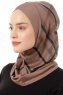 Ekose Cross - Hijab Al Amira One-Piece Taupe Oscuro
