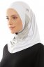 Esin - Hijab One-Piece Blanco & Gris Claro & Antracita