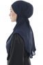 Ebrar - Hijab Al Amira Azul Marino Crepe Chiffon