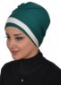Elsa - Turbante De Algodón Verde Oscuro & Crema