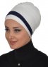 Elsa - Turbante De Algodón Crema & Azul Marino