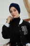 Laura - Turbante De Algodón Azul Marino
