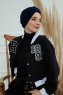 Laura - Turbante De Algodón Azul Marino