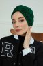 Laura - Turbante De Algodón Verde Oscuro
