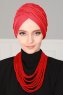 Fiona - Turbante De Algodón Rojo - Ayse Turban
