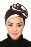 Clara - Turbante De Algodón Marrón & Crema