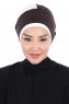 Clara - Turbante De Algodón Marrón & Crema