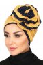 Clara - Turbante De Algodón Mostaza & Azul Marino