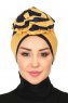 Clara - Turbante De Algodón Mostaza & Azul Marino