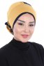 Clara - Turbante De Algodón Mostaza & Azul Marino