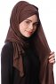 Eslem - Hijab Pile Jersey Marrón - Ecardin