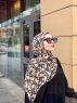 Lamia - Hijab Estampado De Crepe Crema - Mirach