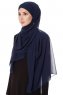 Mehtap - Chiffon Hijab One-Piece Práctico Azul Marino