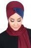 Mikaela - Hijab De Algodón Práctico Burdeos & Azul Marino