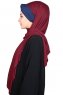 Mikaela - Hijab De Algodón Práctico Burdeos & Azul Marino