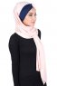 Mikaela - Hijab De Algodón Práctico Rosa De Antaño & Azul Marino