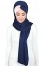 Mikaela - Hijab De Algodón Práctico Azul Marino & Rosa De Antaño