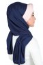 Mikaela - Hijab De Algodón Práctico Azul Marino & Rosa De Antaño