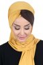 Mikaela - Hijab De Algodón Práctico Mostaza & Marrón