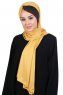 Mikaela - Hijab De Algodón Práctico Mostaza & Marrón