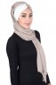 Mikaela - Hijab De Algodón Práctico Taupe & Crema