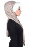 Mikaela - Hijab De Algodón Práctico Taupe & Crema