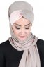 Mikaela - Hijab De Algodón Práctico Taupe & Rosa De Antaño