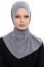 Narin - Hijab Crepe One-Piece Práctico Gris Oscuro