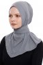 Narin - Hijab Crepe One-Piece Práctico Gris Oscuro