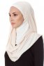 Naz - Hijab One-Piece Práctico Beige Claro & Crema - Ecardin