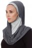 Naz - Hijab One-Piece Práctico Gris Oscuro & Gris Claro - Ecardin