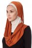 Naz - Hijab One-Piece Práctico Ladrillo & Beige Claro - Ecardin
