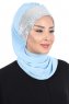 Olga - Hijab Práctico Azul Claro & Plata