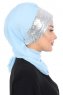 Olga - Hijab Práctico Azul Claro & Plata