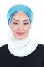 Olga - Hijab Práctico Blanquecino & Azul