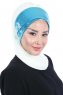 Olga - Hijab Práctico Blanquecino & Azul