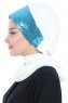 Olga - Hijab Práctico Blanquecino & Azul